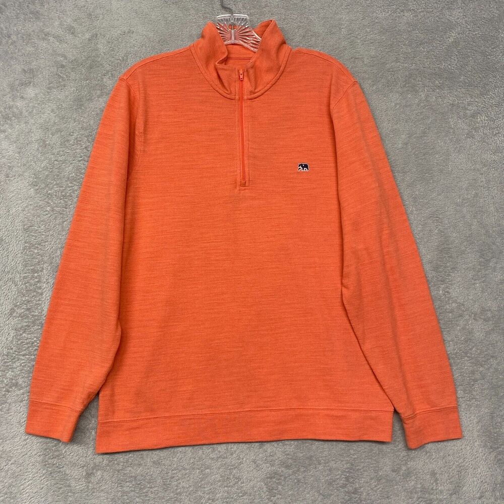 The Normal Brand Shirt Mens Medium Orange Quarter Zip Mock Neck Cotton Active
